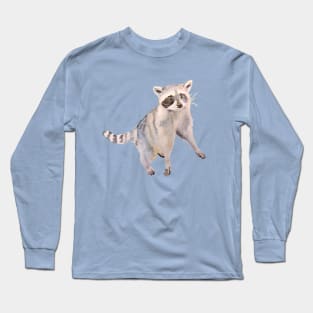 Peaceful Standing Raccoon Watercolor Long Sleeve T-Shirt